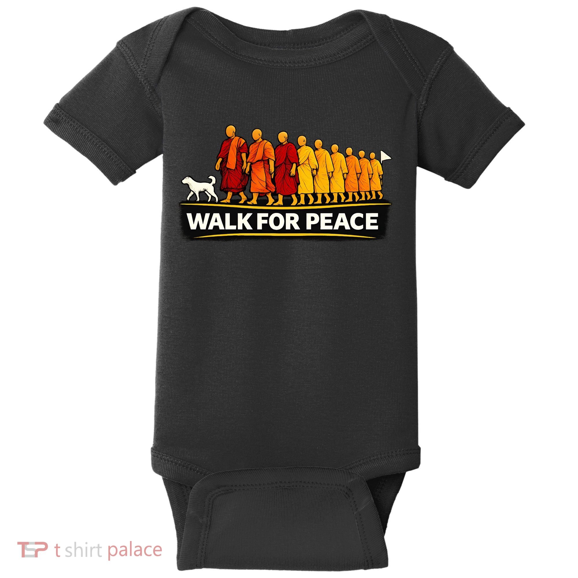 Walk For Peace Walking Monks Minimalist  Baby Bodysuit