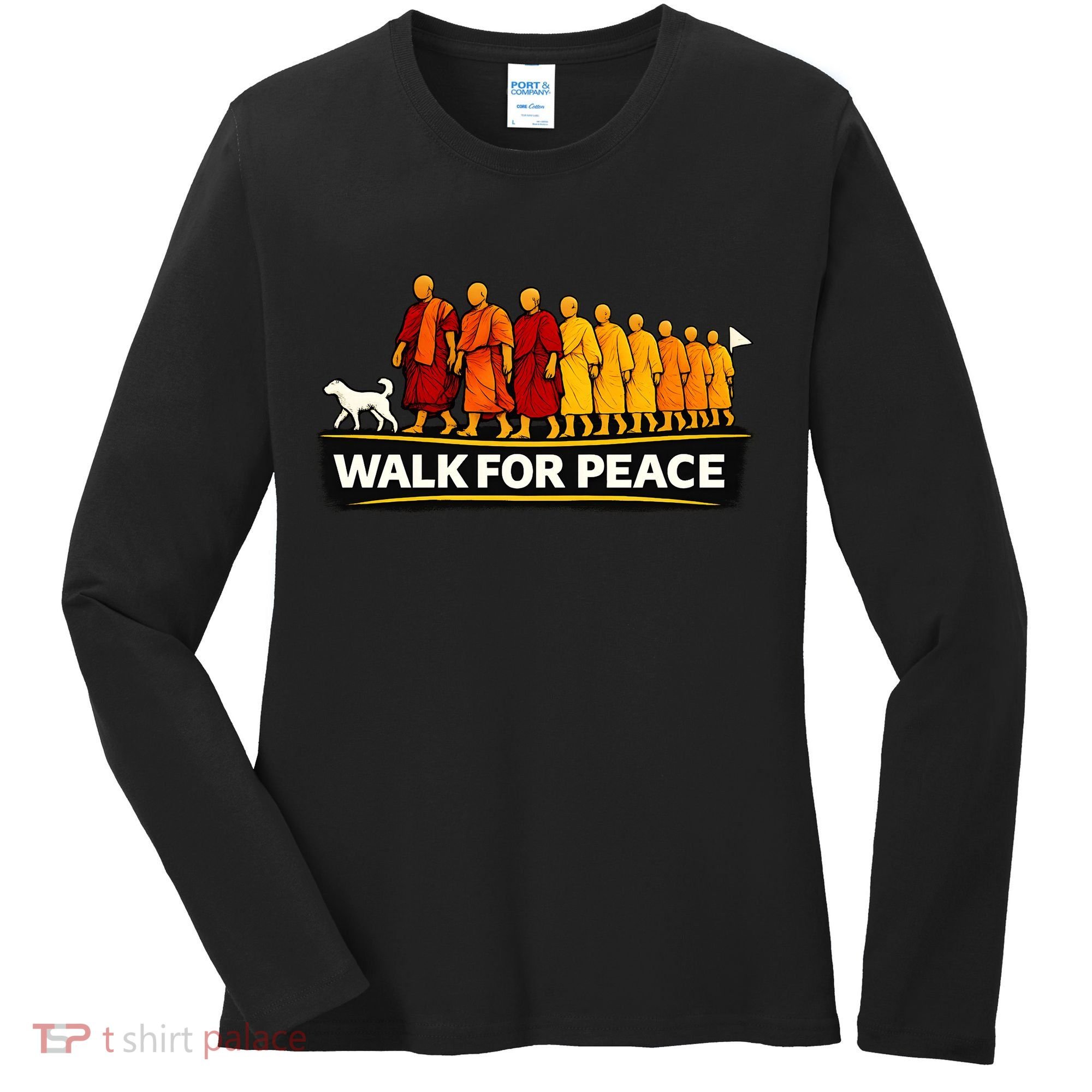 Walk For Peace Walking Monks Minimalist  Women's Long Sleeve Shirt