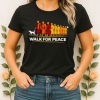 Walk For Peace Walking Monks Minimalist  Women's T-Shirt thumb 2