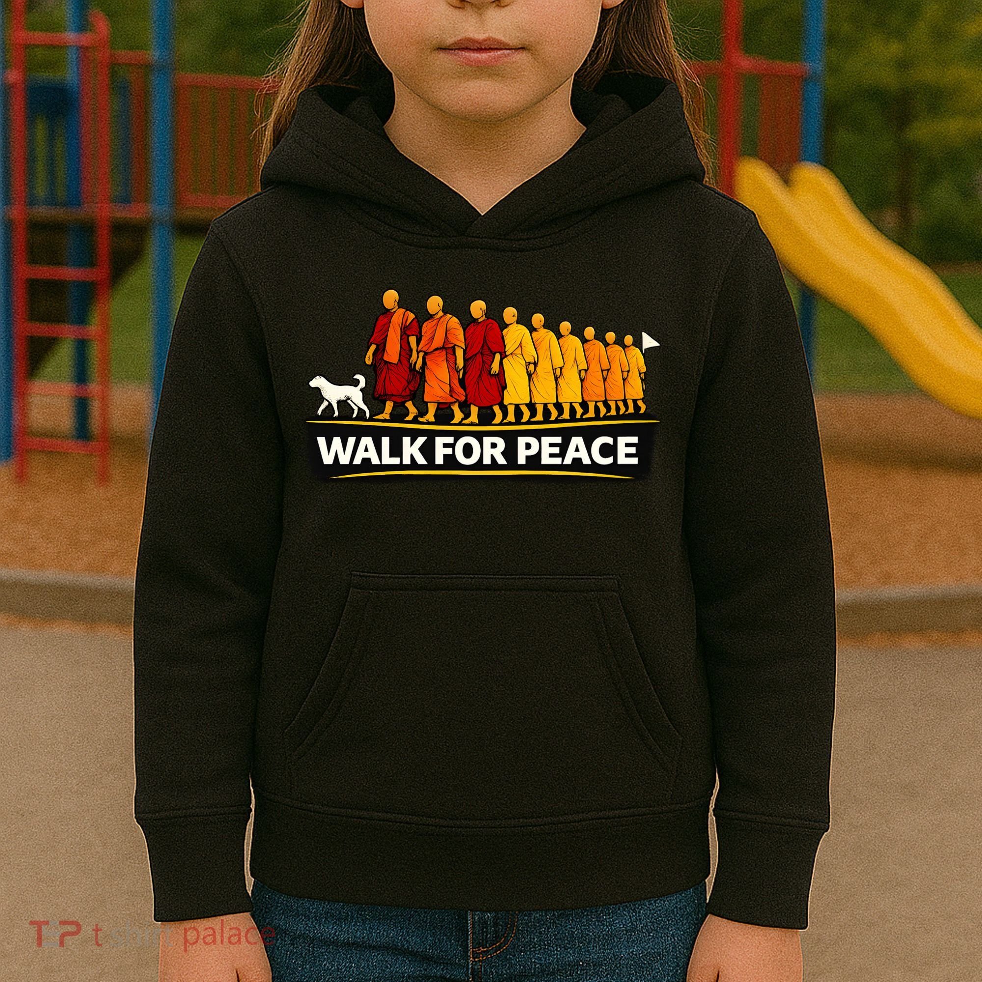 Walk For Peace Walking Monks Minimalist  Kids Hoodie