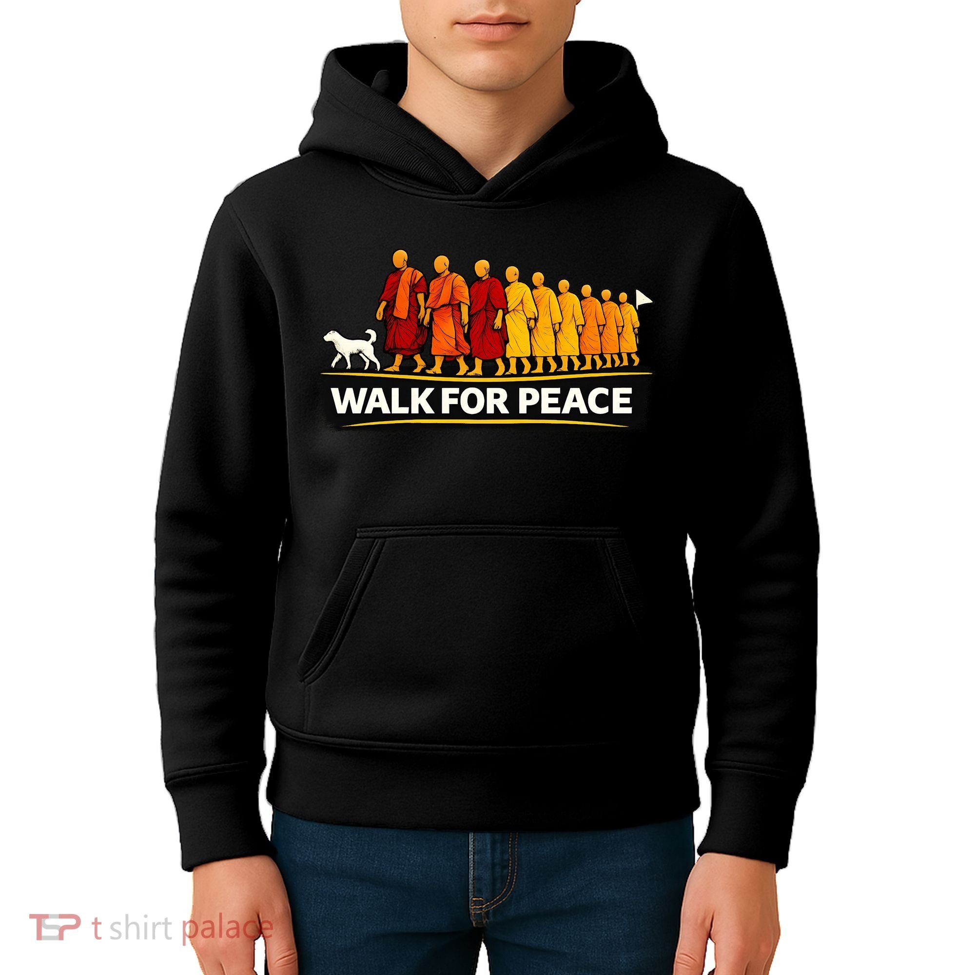 Walk For Peace Walking Monks Minimalist  Kids Hoodie