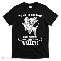 Walleye Fishing Pine Forest Treeline Fisherman Gift T-Shirt thumb 0