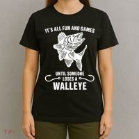 Walleye Fishing Pine Forest Treeline Fisherman Gift T-Shirt thumb 4