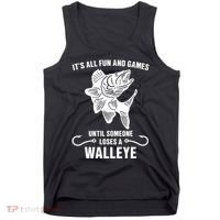 Walleye Fishing Pine Forest Treeline Fisherman Gift Tank Top thumb 0