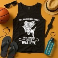 Walleye Fishing Pine Forest Treeline Fisherman Gift Tank Top thumb 4