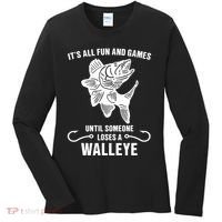 Walleye Fishing Pine Forest Treeline Fisherman Gift Women's Long Sleeve Shirt thumb 0