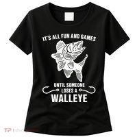 Walleye Fishing Pine Forest Treeline Fisherman Gift Women's T-Shirt thumb 0