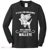 Walleye Fishing Pine Forest Treeline Fisherman Gift Kids Long Sleeve Shirt thumb 0
