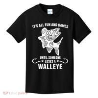 Walleye Fishing Pine Forest Treeline Fisherman Gift Kids T-Shirt thumb 0