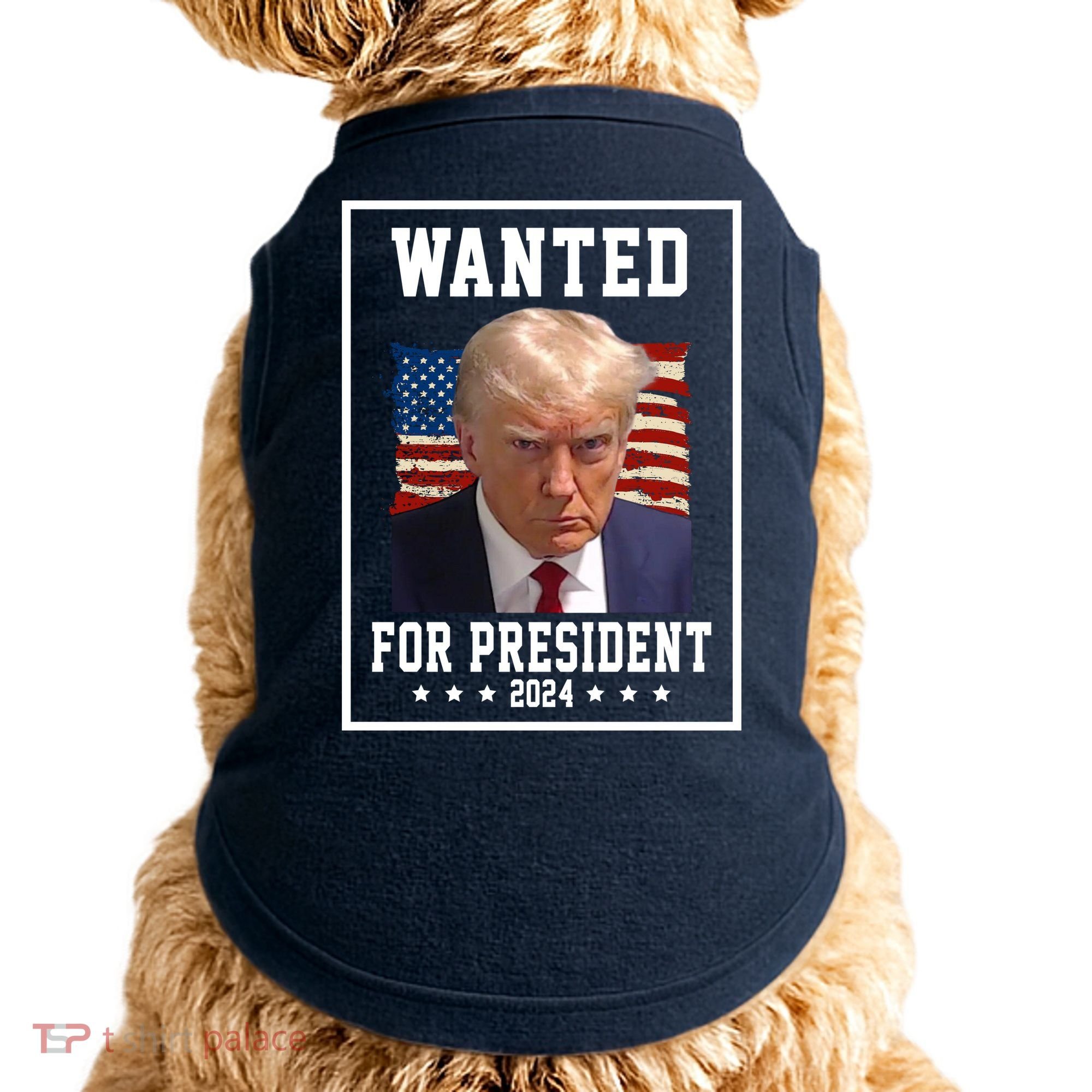 Wanted For President 2024 USA Donald Trump Doggie Tank