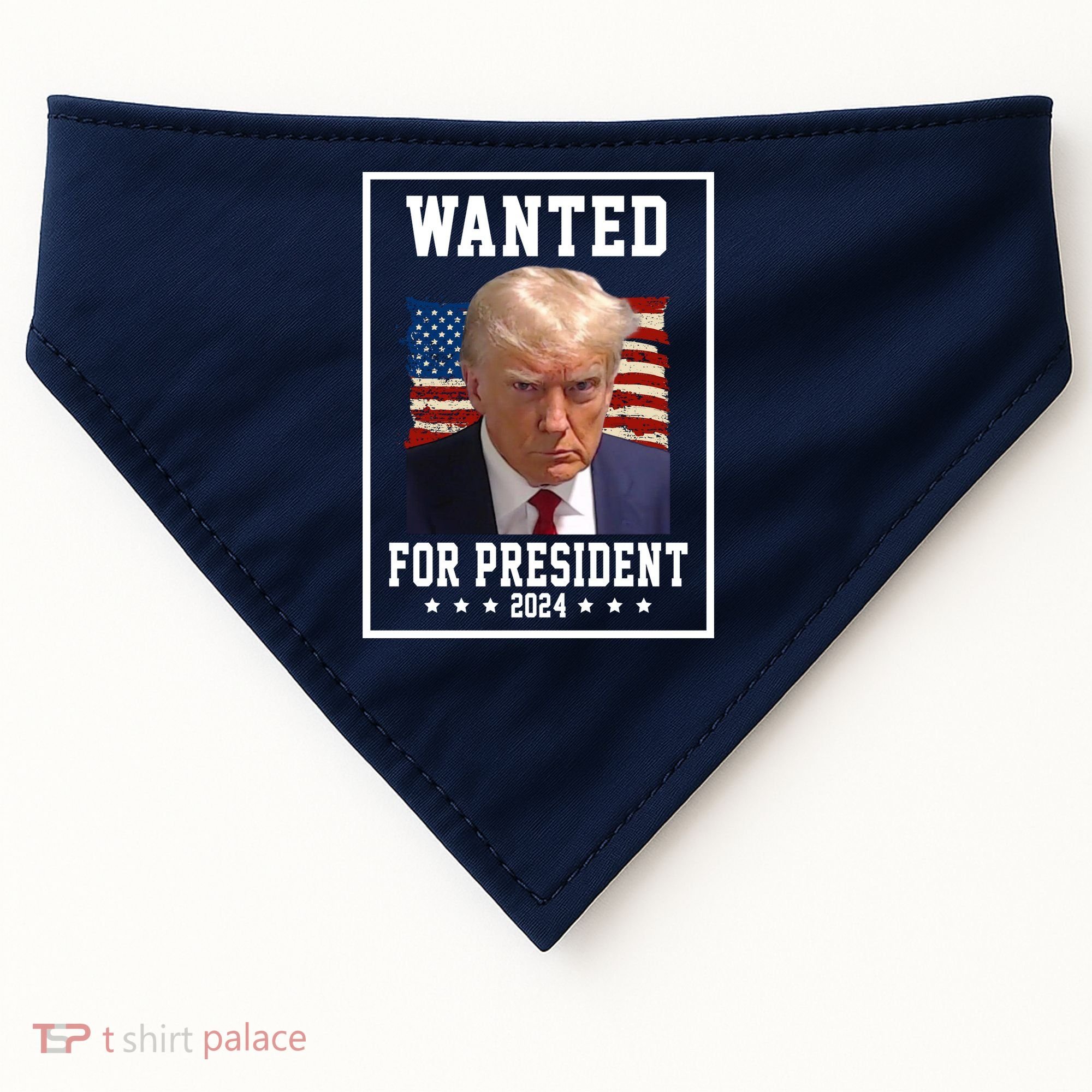 Wanted For President 2024 USA Donald Trump USA-Made Doggie Bandana