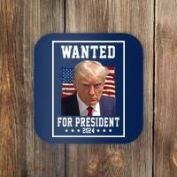 Wanted For President 2024 USA Donald Trump Coaster thumb 0