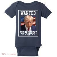 Wanted For President 2024 USA Donald Trump Baby Bodysuit thumb 0