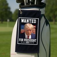 Wanted For President 2024 USA Donald Trump Golf Towel thumb 2