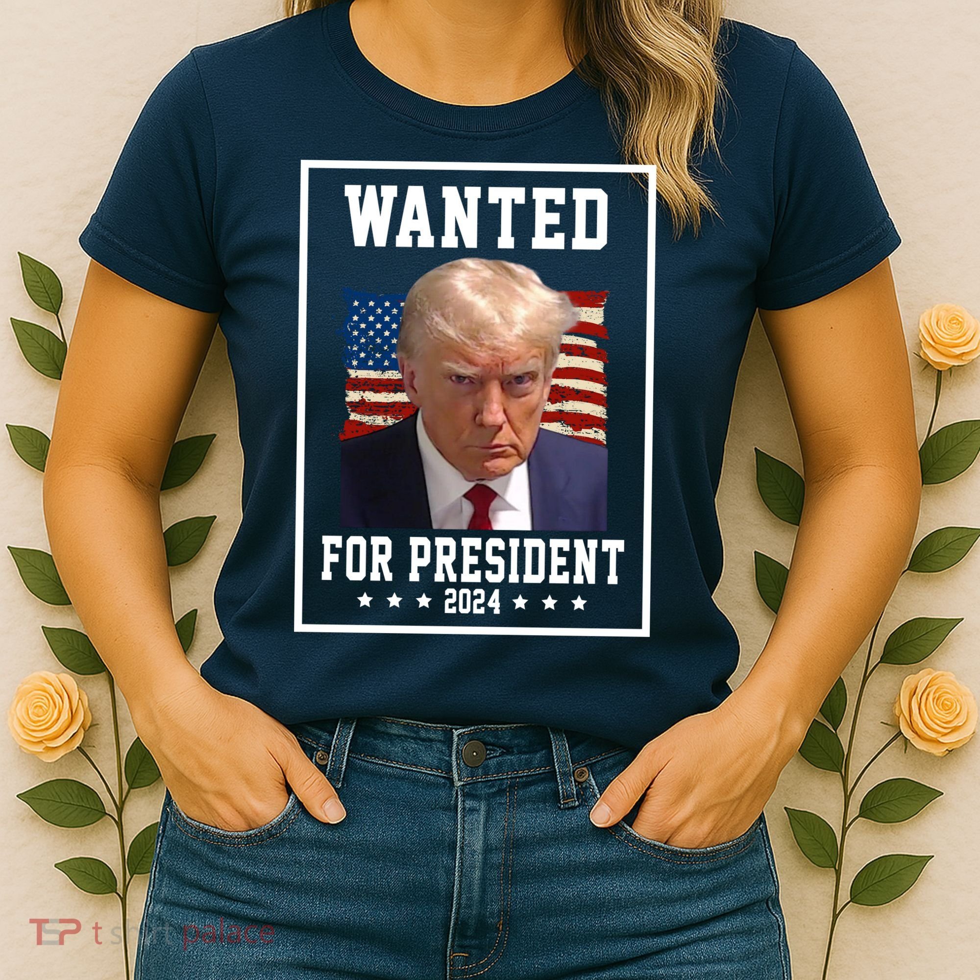 Wanted For President 2024 USA Donald Trump Women's T-Shirt