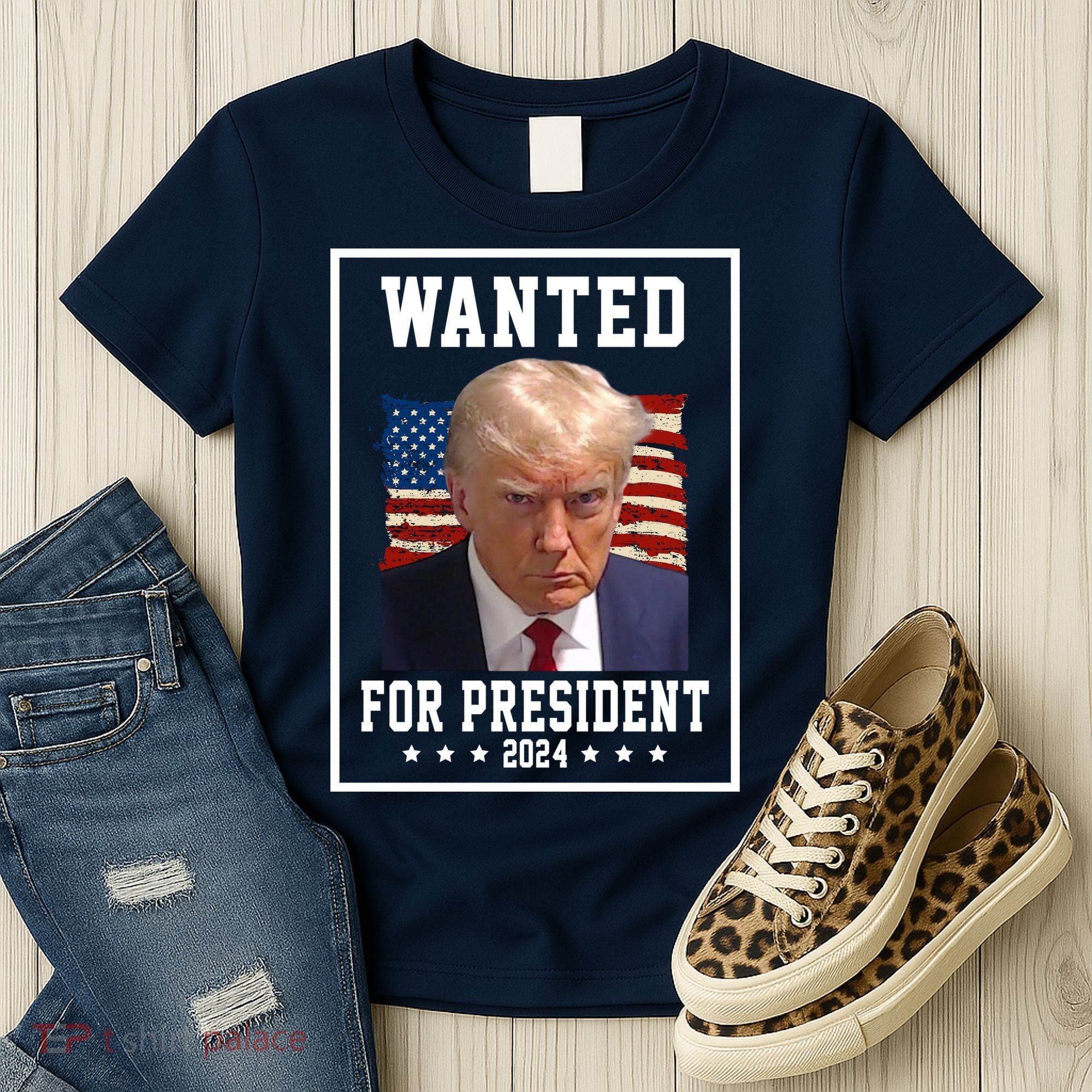 Wanted For President 2024 USA Donald Trump Women's T-Shirt