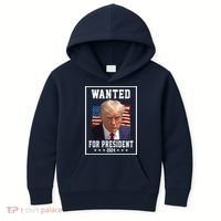 Wanted For President 2024 USA Donald Trump Kids Hoodie thumb 0