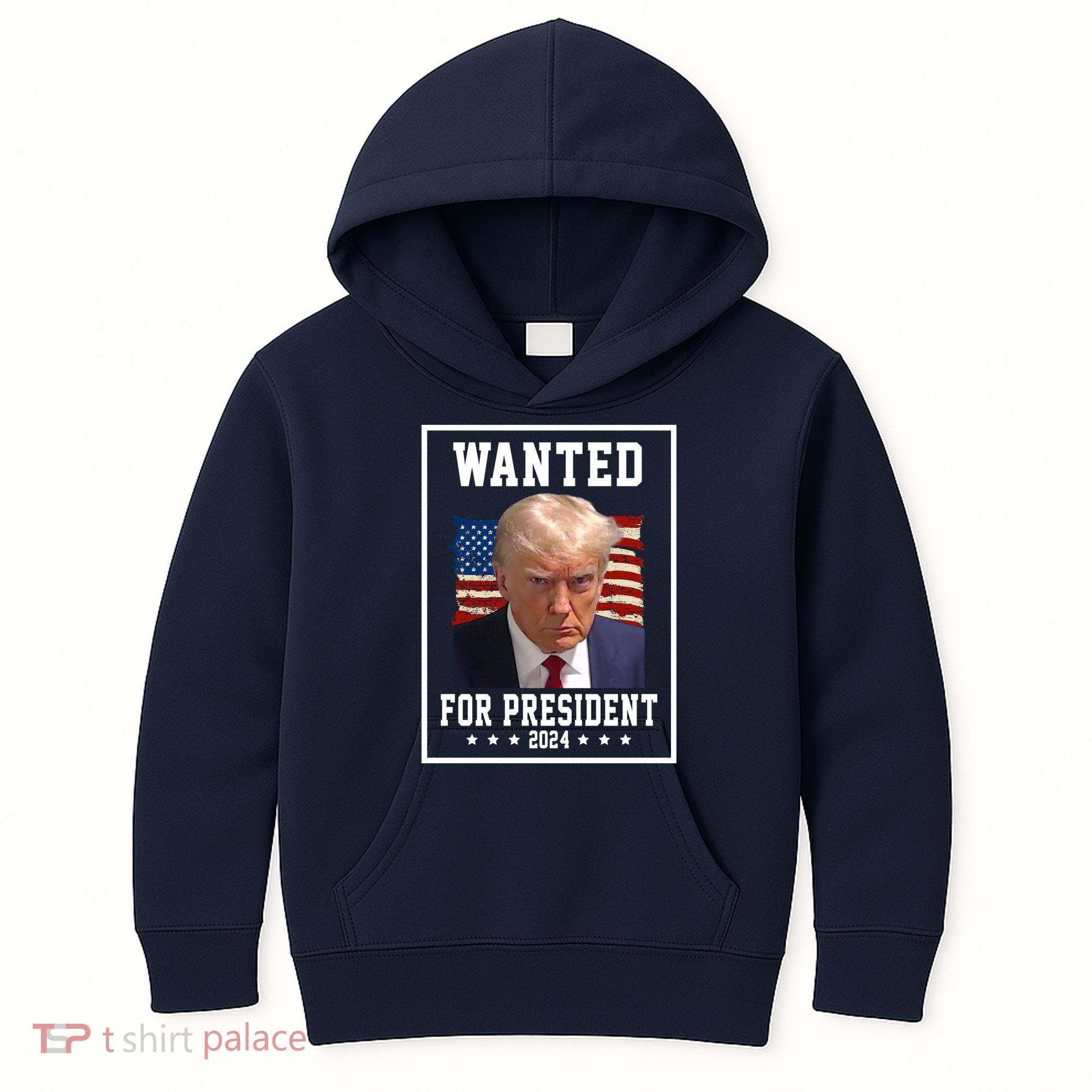 Wanted For President 2024 USA Donald Trump Kids Hoodie