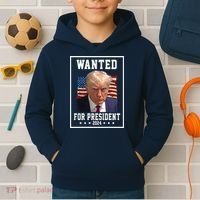 Wanted For President 2024 USA Donald Trump Kids Hoodie thumb 2