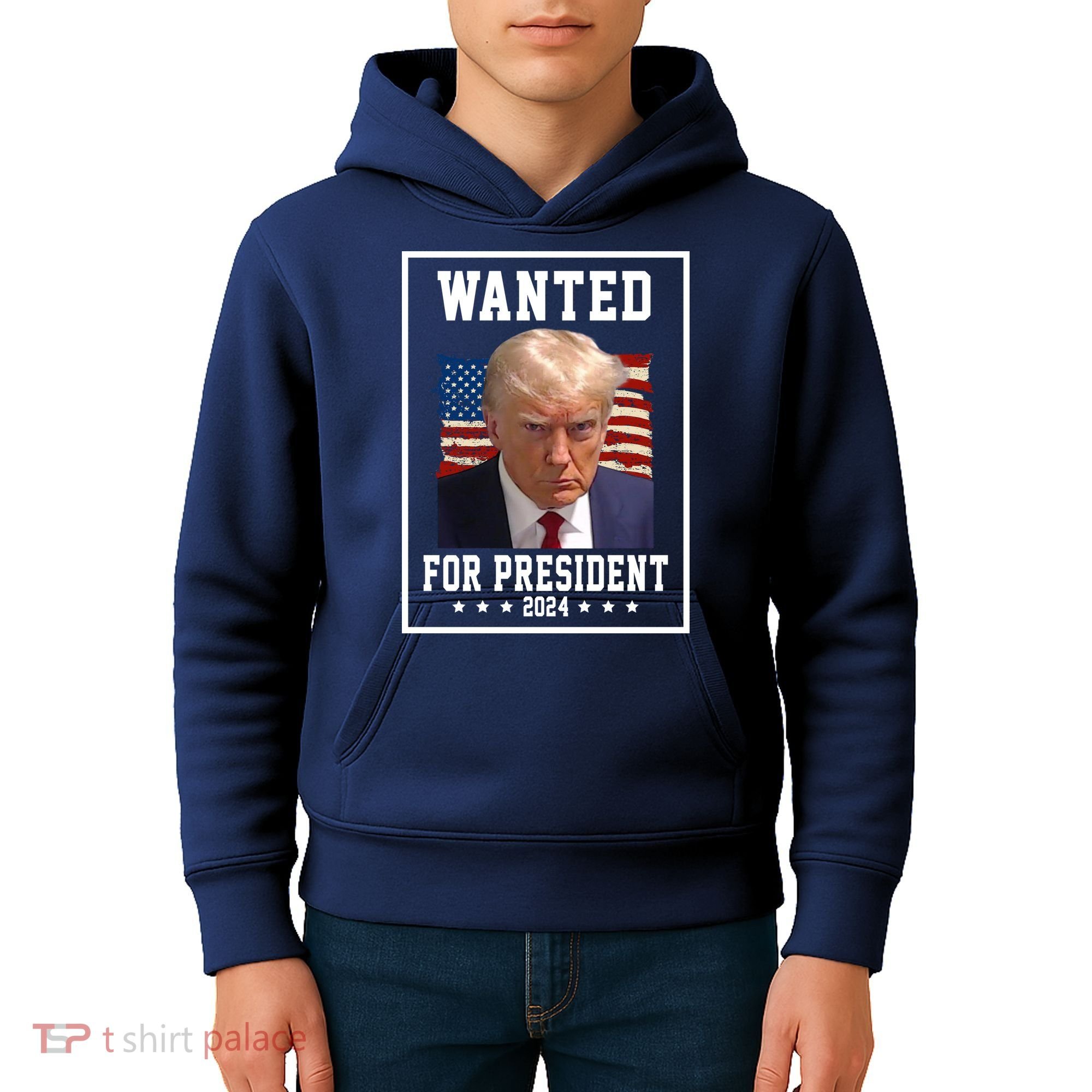 Wanted For President 2024 USA Donald Trump Kids Hoodie
