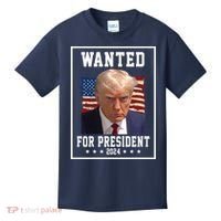Wanted For President 2024 USA Donald Trump Kids T-Shirt thumb 0