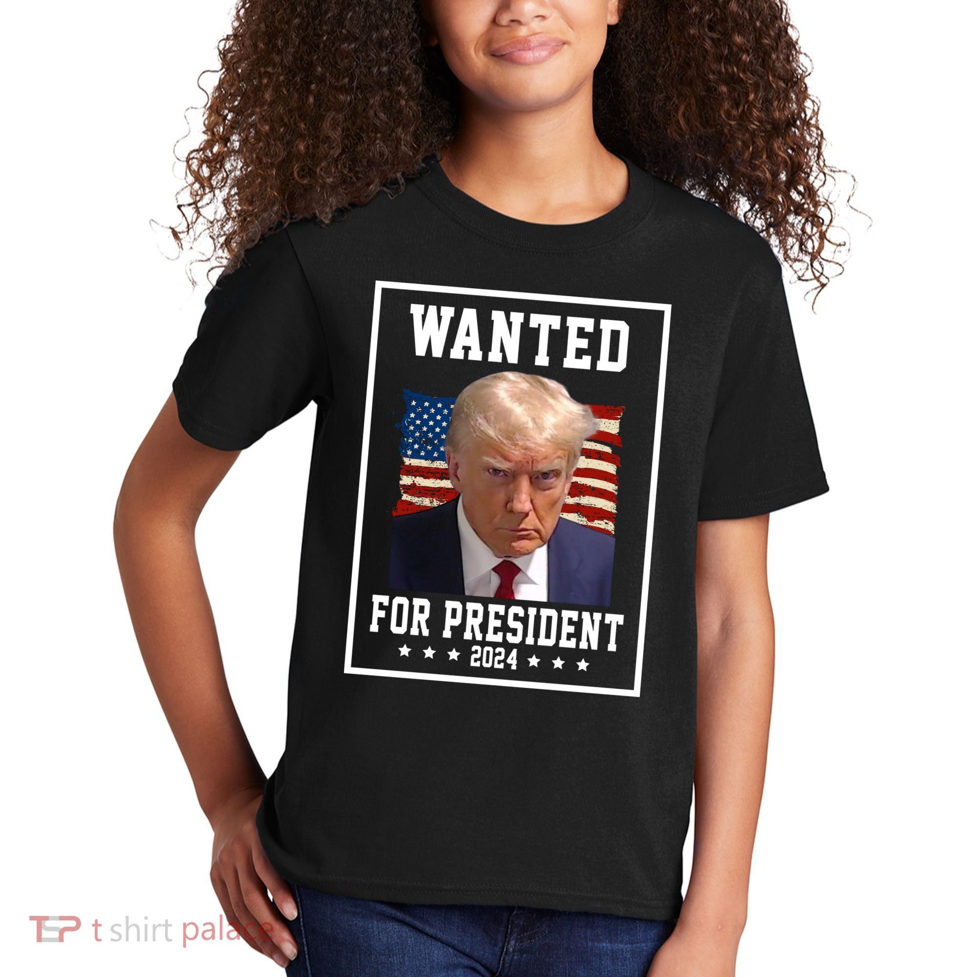 Wanted For President 2024 USA Donald Trump Kids T-Shirt