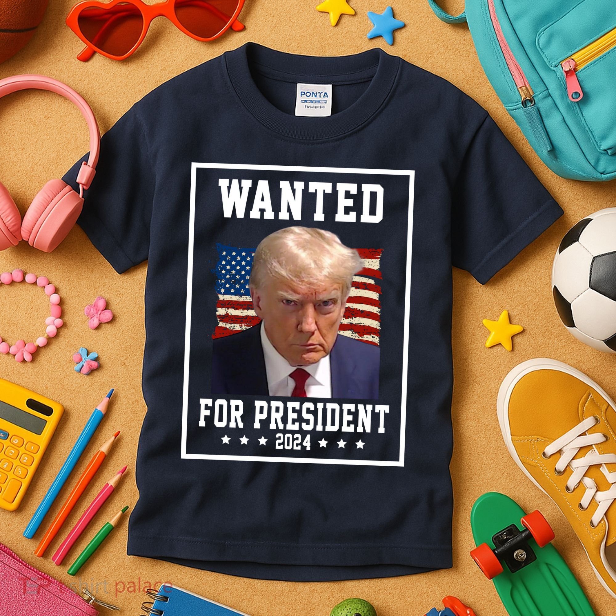 Wanted For President 2024 USA Donald Trump Kids T-Shirt