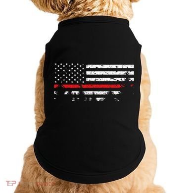 Wildland Firefighter Red Line American Flag Doggie Tank