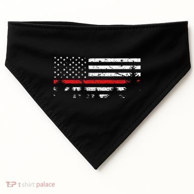 Wildland Firefighter Red Line American Flag USA-Made Doggie Bandana