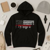 Wildland Firefighter Red Line American Flag Hoodie thumb 3