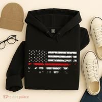 Wildland Firefighter Red Line American Flag Hoodie thumb 4