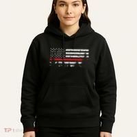 Wildland Firefighter Red Line American Flag Hoodie thumb 5