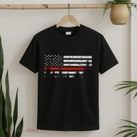 Wildland Firefighter Red Line American Flag T-Shirt thumb 2