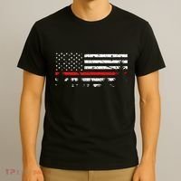 Wildland Firefighter Red Line American Flag T-Shirt thumb 3