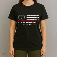 Wildland Firefighter Red Line American Flag T-Shirt thumb 4