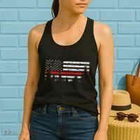 Wildland Firefighter Red Line American Flag Women's Tank Top thumb 2