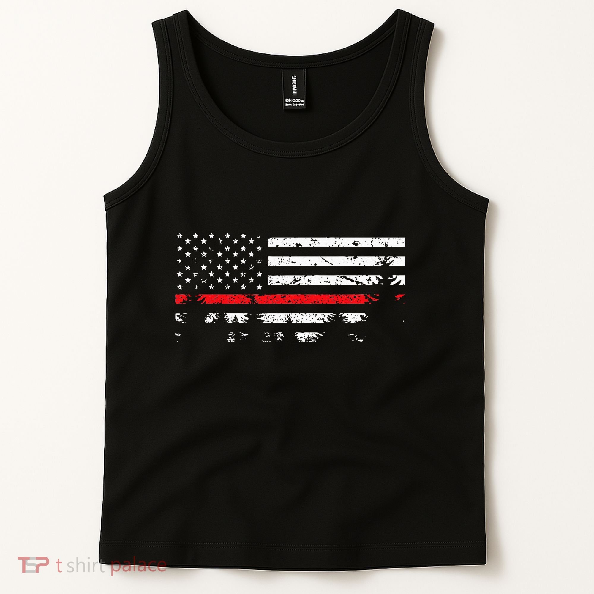 Wildland Firefighter Red Line American Flag Tank Top