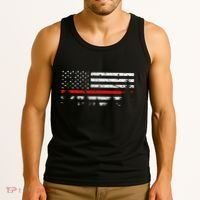 Wildland Firefighter Red Line American Flag Tank Top thumb 3