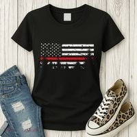Wildland Firefighter Red Line American Flag Women's T-Shirt thumb 3