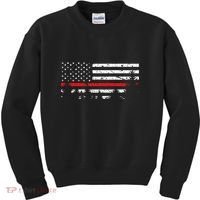 Wildland Firefighter Red Line American Flag Kids Sweatshirt thumb 0