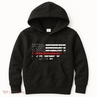 Wildland Firefighter Red Line American Flag Kids Hoodie thumb 0