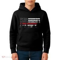 Wildland Firefighter Red Line American Flag Kids Hoodie thumb 4