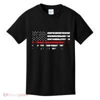 Wildland Firefighter Red Line American Flag Kids T-Shirt thumb 0