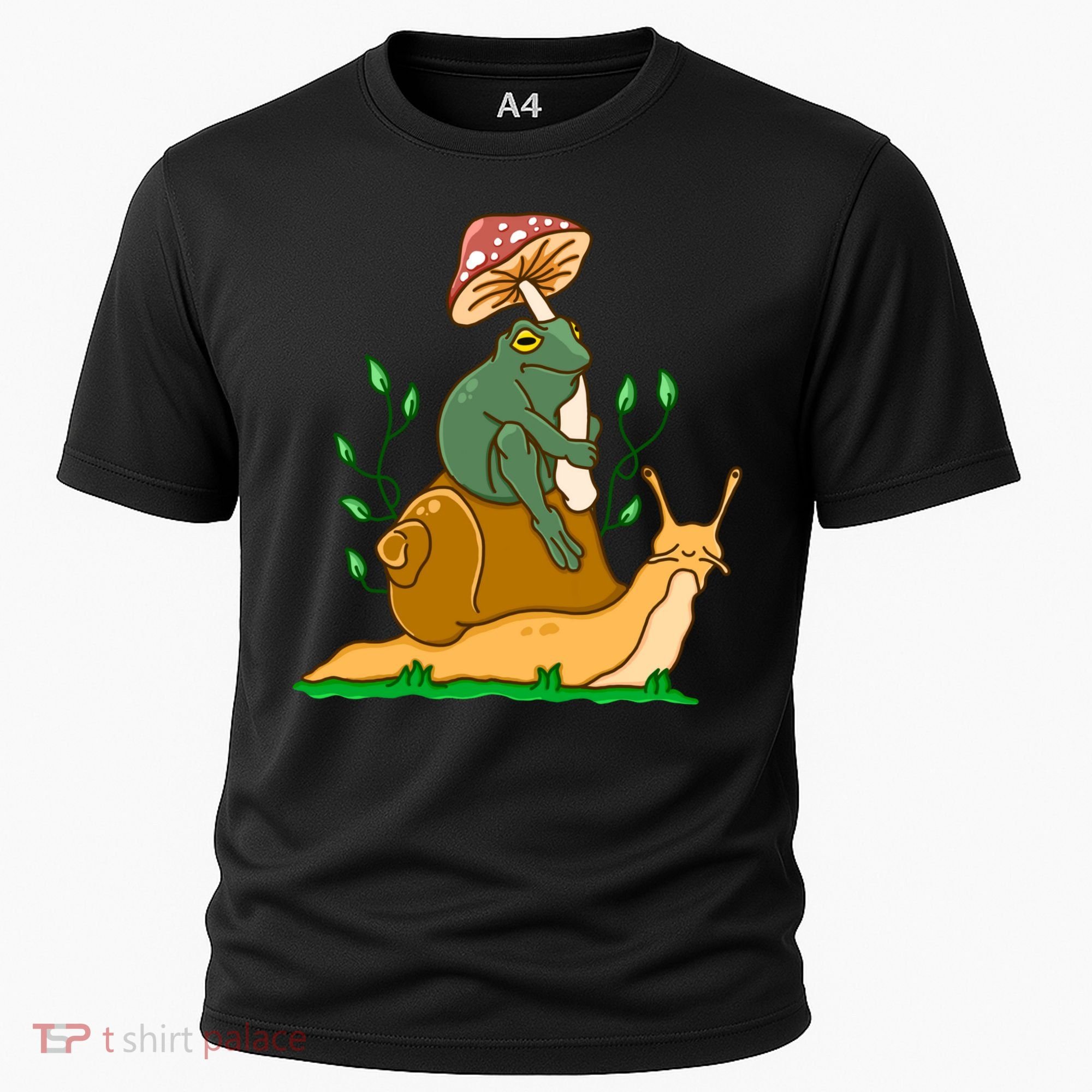 Whimsical Frog Riding Snail With Mushroom Cooling Performance Crew T-Shirt