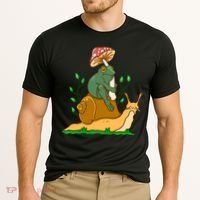 Whimsical Frog Riding Snail With Mushroom Cooling Performance Crew T-Shirt thumb 2