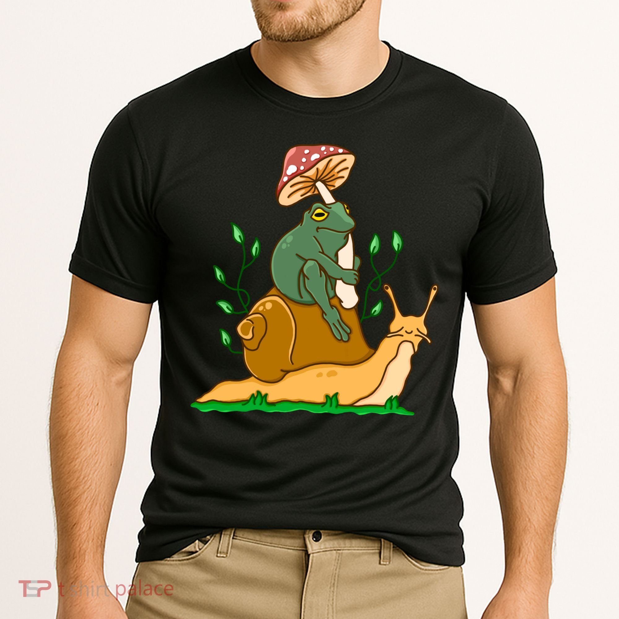 Whimsical Frog Riding Snail With Mushroom Cooling Performance Crew T-Shirt