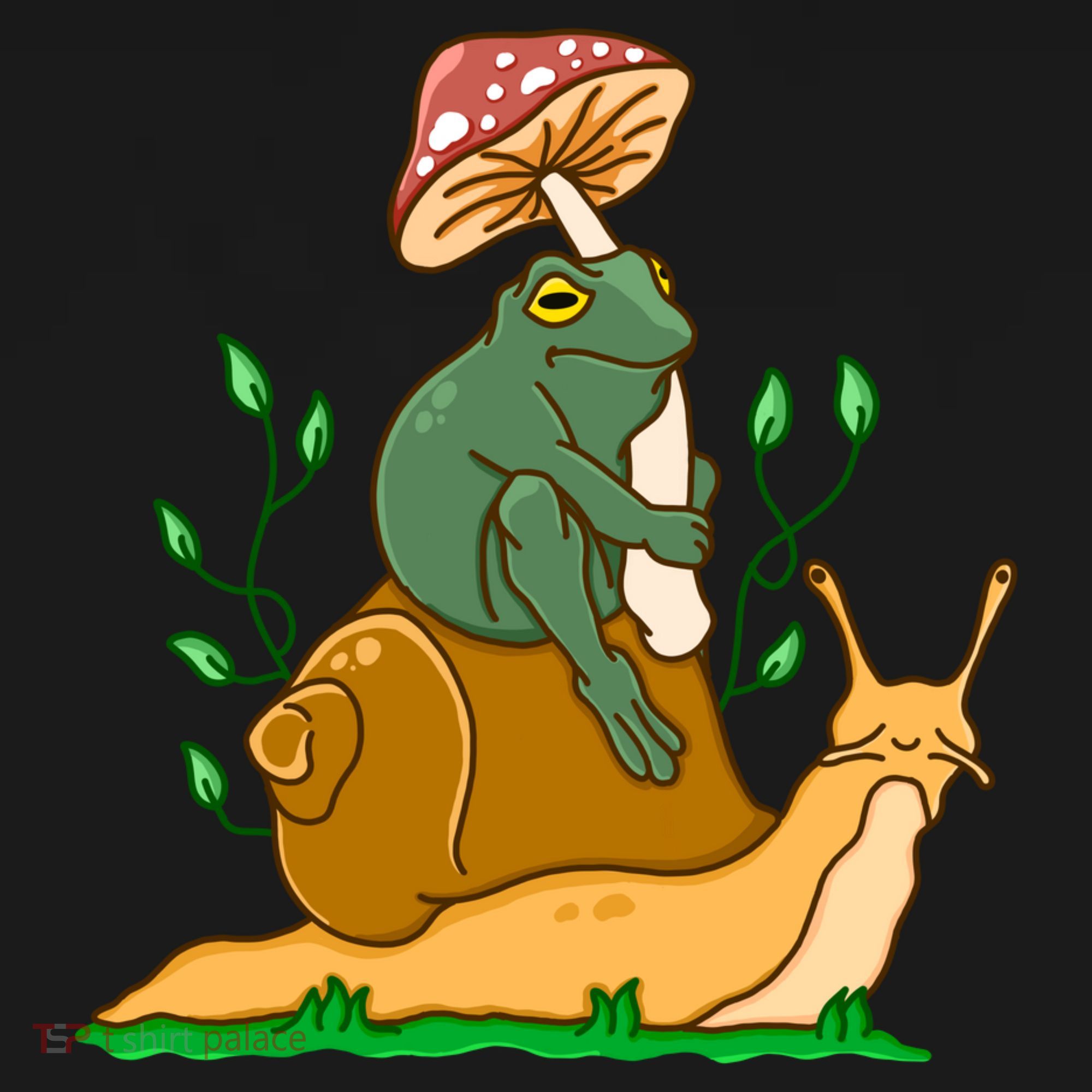 Whimsical Frog Riding Snail With Mushroom Bucket Hat