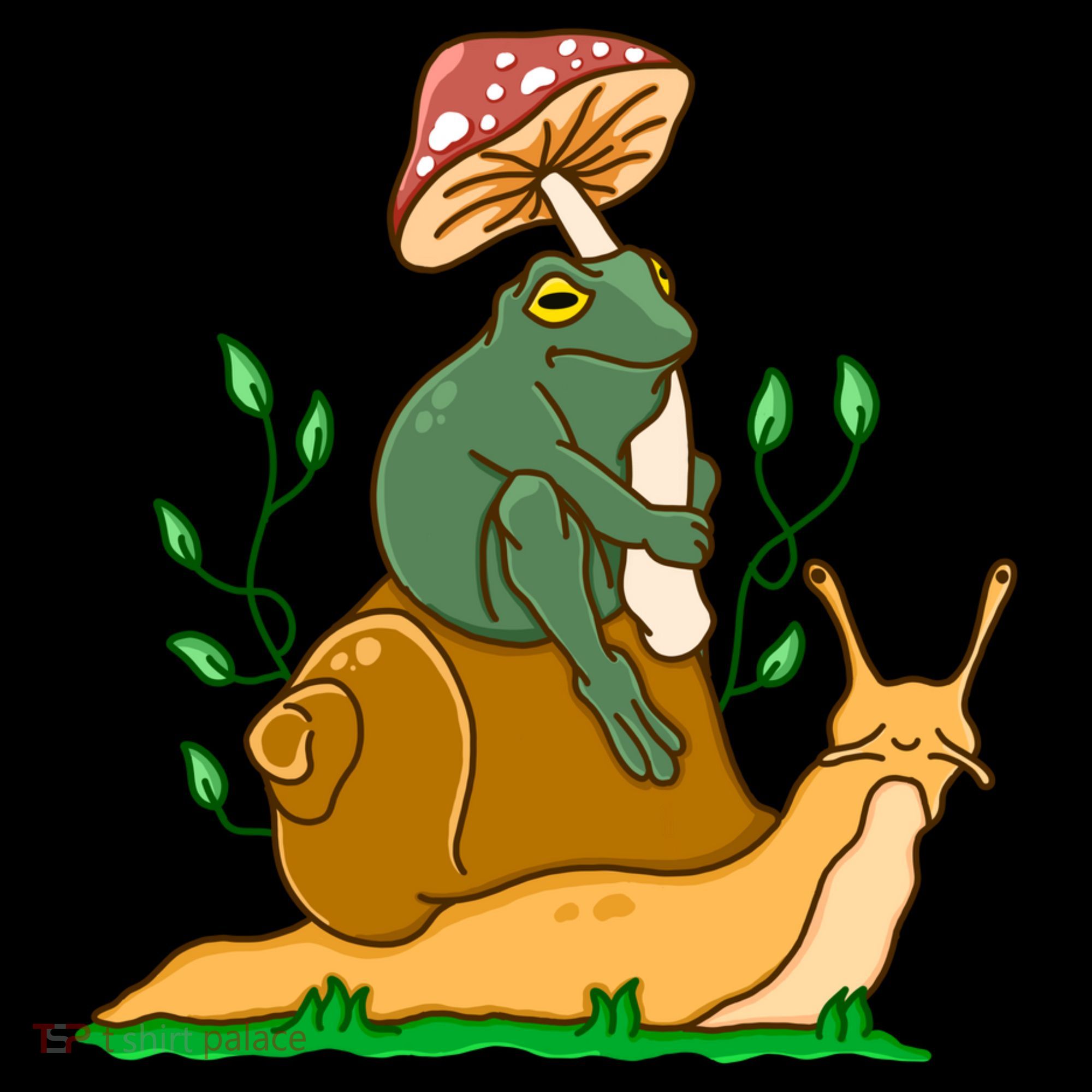 Whimsical Frog Riding Snail With Mushroom Coffee Mug