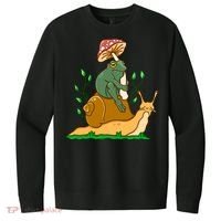 Whimsical Frog Riding Snail With Mushroom V.I.T. Fleece Crew Sweatshirt thumb 0