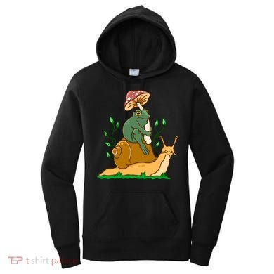 Whimsical Frog Riding Snail With Mushroom Women's Hoodie
